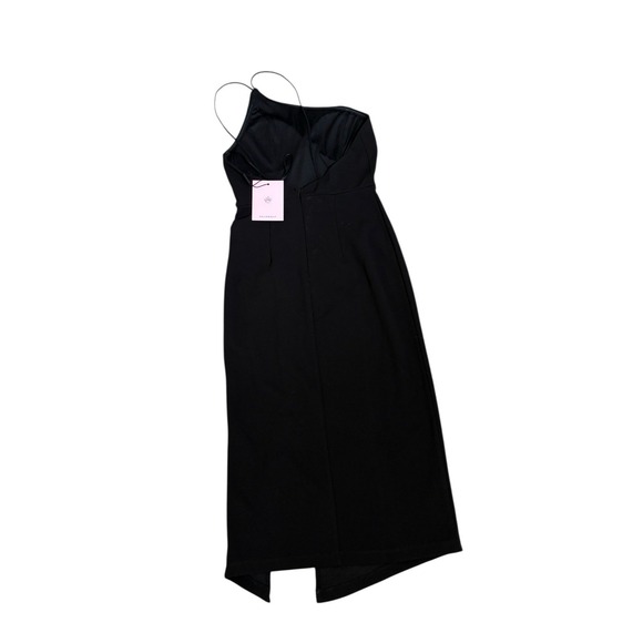 Hello Molly Dress Womens Size 4 Black One Shoulder Event Occation Sexy Midi New - Picture 4 of 12